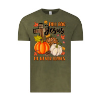 Vintage Olive fall for jesus he never leaves Vintage Tee - MaliasSmallBusiness