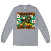 Heather Grey louisiana alligator tumbler Long Sleeve Tee - BarkalooDesign