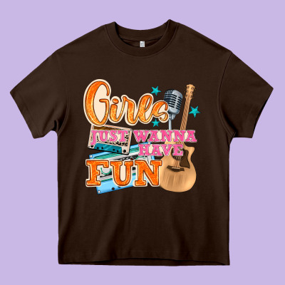 Girls Just Wanna Have Fun Heavy Core Tee Designed By Nancycooperartshop