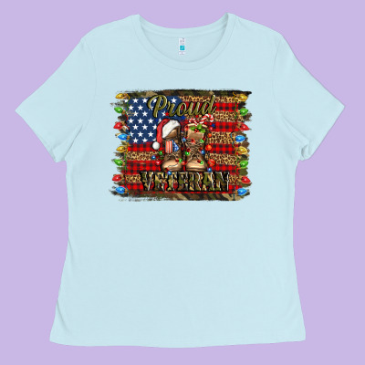 Proud Veteran Christmas Army Ladies Tee Designed By Jasminsmagicworld