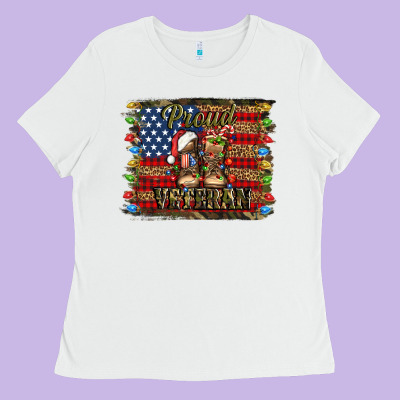 Proud Veteran Christmas Army Ladies Tee Designed By Jasminsmagicworld