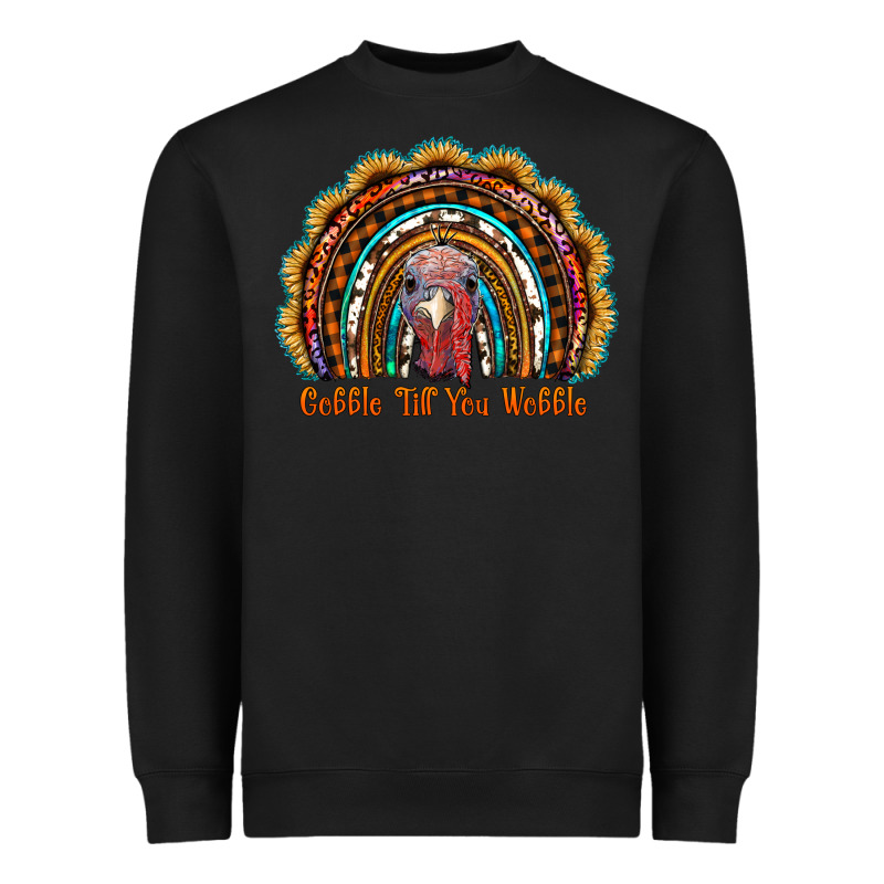 Gobble Till You Wobble Thanksgiving Rainbow Heavyweight Sweatshirt by RanaPortraitStore | Teevron