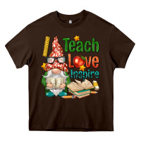 Chocolate Brown gnome teach love inspire Heavy Core Tee - NancyCooperArtShop