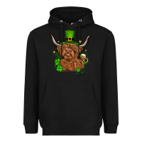 Black St. Patrick's Day cow Heavyweight Hoodie - OliviaCreatesArt