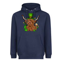 Navy St. Patrick's Day cow Heavyweight Hoodie - OliviaCreatesArt