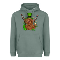 Sage St. Patrick's Day cow Heavyweight Hoodie - OliviaCreatesArt