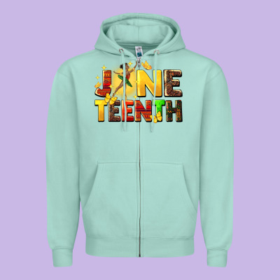 Juneteen Black Girl Zipper Hoodie Designed By Cowgirlartshop