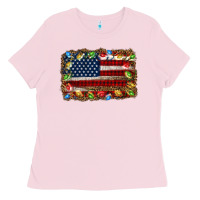 Christmas American Flag Background Ladies Tee | Teevron