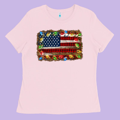 Christmas American Flag Background Ladies Tee Designed By Jasminsmagicworld