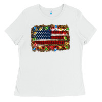 White christmas american flag background Ladies Tee - Jasminsmagicworld