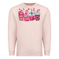 Pale Pink breast cancer coffee cups Premium Sweatshirt - OliviaCreatesArt