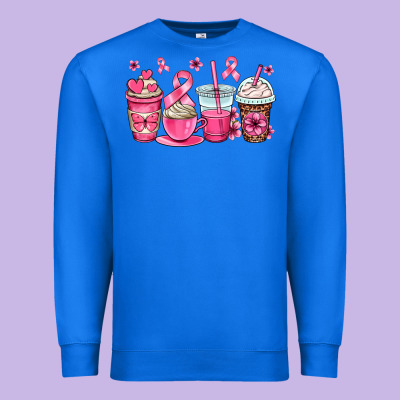 Breast Cancer Coffee Cups Premium Sweatshirt Designed By Oliviacreatesart