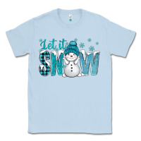Dusty Blue let it snow with cute snowman bbs Classic Tee - BundleAndBundleShop