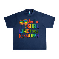 Navy Just A Girl Who Loves Her Wifey Urban Heavy Tee - BundleAndBundleShop