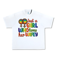 White Just A Girl Who Loves Her Wifey Urban Heavy Tee - BundleAndBundleShop