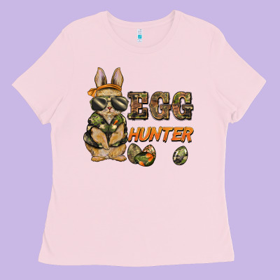 Easter Egg Hunter Rabbit Bunny Ladies Tee Designed By Barkaloodesign