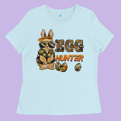 Easter Egg Hunter Rabbit Bunny Ladies Tee Designed By Barkaloodesign