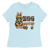 Baby Blue easter egg hunter rabbit bunny Ladies Tee - BarkalooDesign