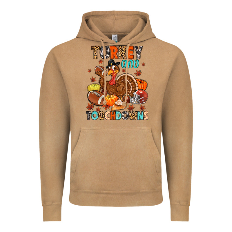 Turkey And Touchdowns Vintage Hoodie by MaliasSmallBusiness | Teevron
