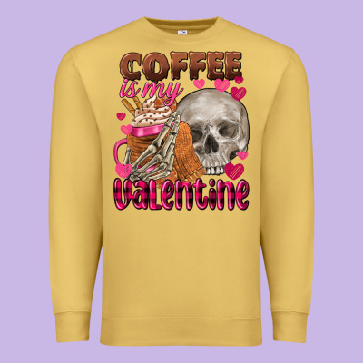 Coffee Is My Valentine Skull Premium Sweatshirt Designed By Fadigitalartstudio