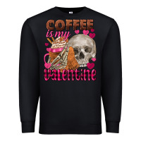 Black Coffee is my Valentine skull Premium Sweatshirt - FaDigitalArtStudio