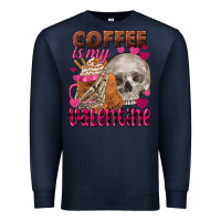 Navy Coffee is my Valentine skull Premium Sweatshirt - FaDigitalArtStudio