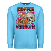 Ocean Blue Coffee is my Valentine skull Premium Sweatshirt - FaDigitalArtStudio