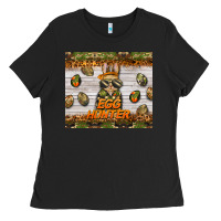 Black easter egg hunter  rabbit Ladies Tee - BarkalooDesign