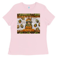 Bubblegum Pink easter egg hunter  rabbit Ladies Tee - BarkalooDesign
