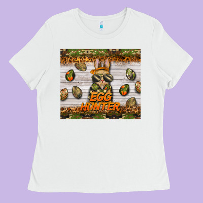 Easter Egg Hunter  Rabbit Ladies Tee Designed By Barkaloodesign