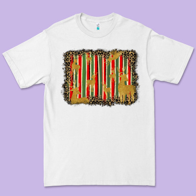 Christmas Reindeers Leopard Background Premium Tee Designed By Barkaloodesign
