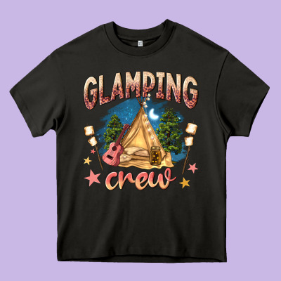Glamping Crew Heavy Core Tee Designed By Nancycooperartshop