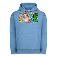 Pigment Pebble Blue Love Santa Urban Hoodie - CowhideDigitalArt