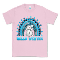 Bubblegum Pink hello winter rainbow with snowman bbs Classic Tee - BundleAndBundleShop