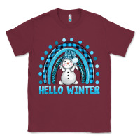 Burgundy hello winter rainbow with snowman bbs Classic Tee - BundleAndBundleShop