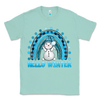 Seafoam hello winter rainbow with snowman bbs Classic Tee - BundleAndBundleShop