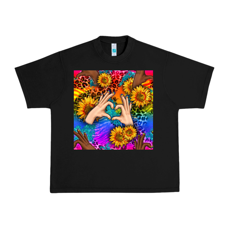 Heart And Sunflowers With Neon Leopard Patterns Urban Heavy Tee by BundleAndBundleShop | Teevron