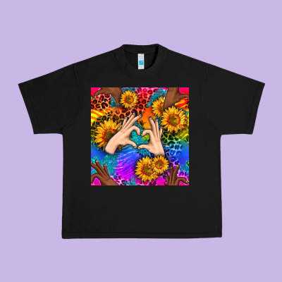 Heart And Sunflowers With Neon Leopard Patterns Urban Heavy Tee Designed By Bundleandbundleshop