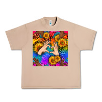 Burro Heart And Sunflowers With Neon Leopard Patterns Urban Heavy Tee - BundleAndBundleShop