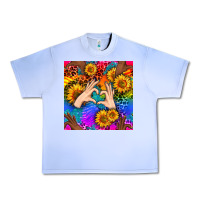 Grape Ice Heart And Sunflowers With Neon Leopard Patterns Urban Heavy Tee - BundleAndBundleShop