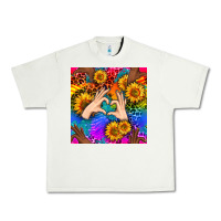 Pistachio Heart And Sunflowers With Neon Leopard Patterns Urban Heavy Tee - BundleAndBundleShop