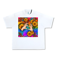 White Heart And Sunflowers With Neon Leopard Patterns Urban Heavy Tee - BundleAndBundleShop