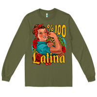 Army Green hundred percent latina strong woman Long Sleeve Tee - Jasminsmagicworld