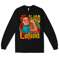 Black hundred percent latina strong woman Long Sleeve Tee - Jasminsmagicworld