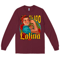 Burgundy hundred percent latina strong woman Long Sleeve Tee - Jasminsmagicworld