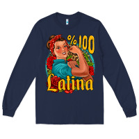 Navy hundred percent latina strong woman Long Sleeve Tee - Jasminsmagicworld
