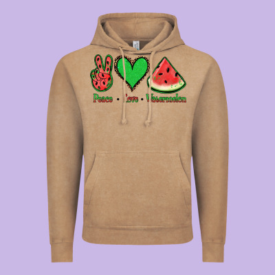 Peace Love Watermelon Vintage Hoodie Designed By Jasminsmagicworld