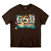 Chocolate Brown god is my refugee and strength Heavy Core Tee - NancyCooperArtShop