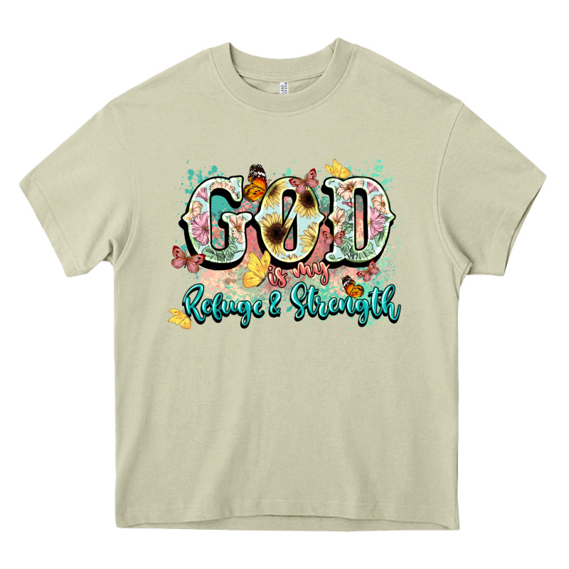 God Is My Refugee And Strength Heavy Core Tee by NancyCooperArtShop | Teevron