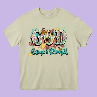 God Is My Refugee And Strength Heavy Core Tee Designed By Nancycooperartshop